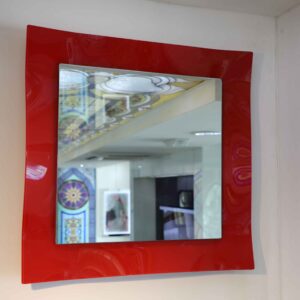 MIRROR WITH RED FUSED GLASS BORDER